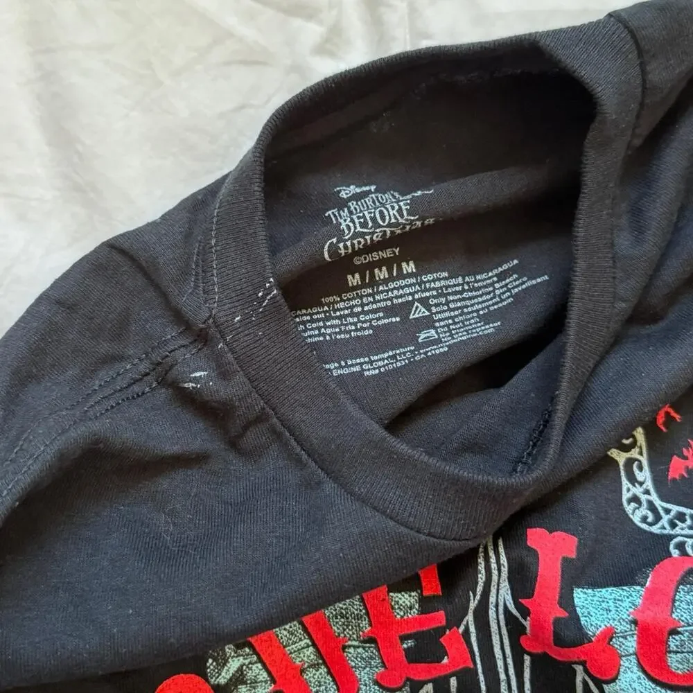 Nightmare before christmas black graphic tee sz m whimsigoth emo hot topic‎